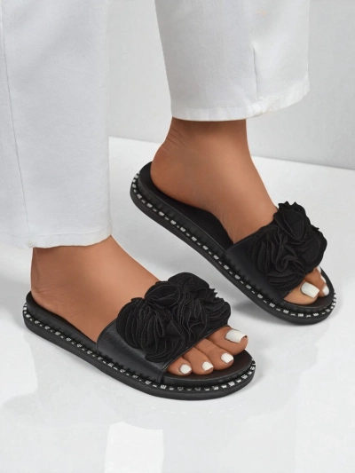 Royalfashion sieviešu plakanās zoles iešļūcenes Flora Verde