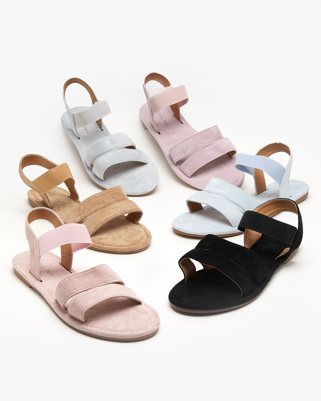 Light brown women's eco-suede flat sandals Nerina - Footwear