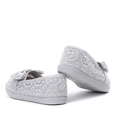 OUTLET Gray girls' sneakers with a satin bow Sugar Boomb - Footwear