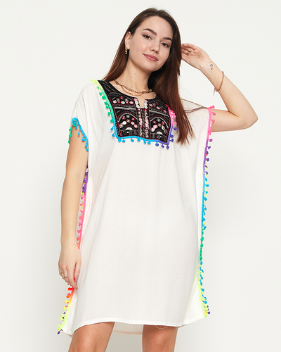 Women's summer tunic with white fringes - Clothing