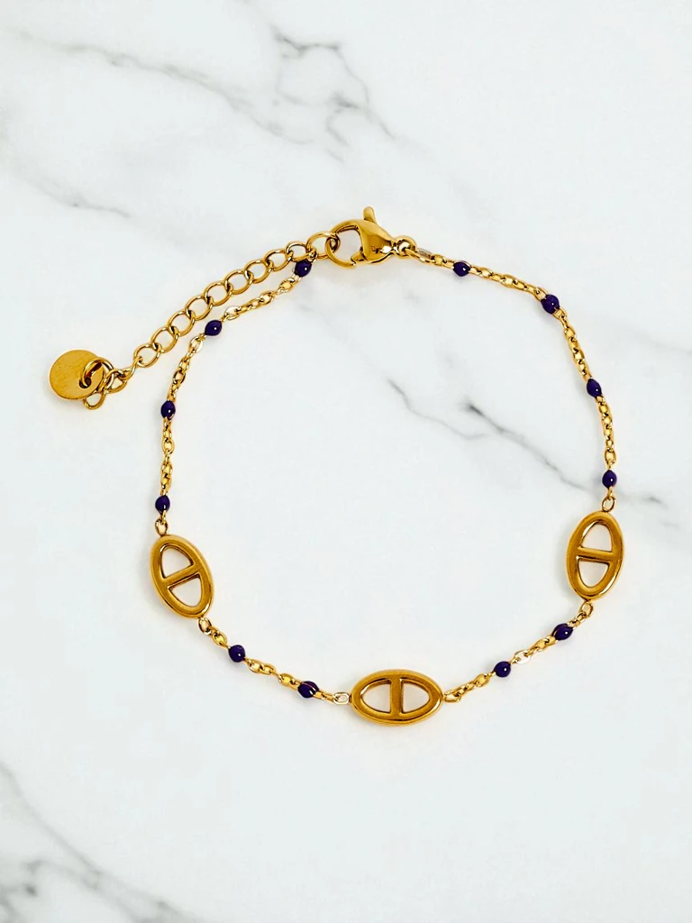 Bransoletka Callisto Aurea z koralikami pozłacana