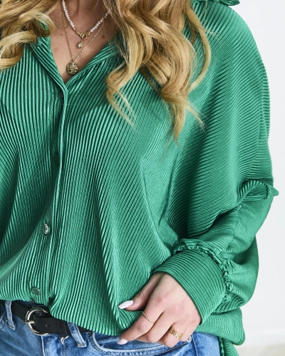 Women's dark green shirt-type tunic - Clothing
