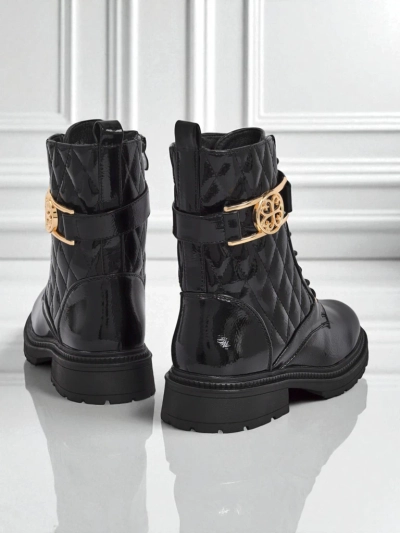 Quilted women's ankle boots made of ecological patent leather Opal Verge