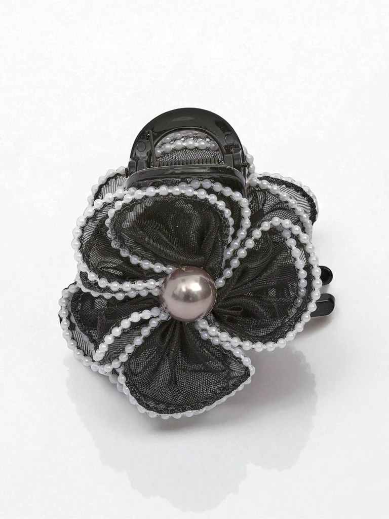 Royalfashion Hair Clip with Pearls and Tulle Flower