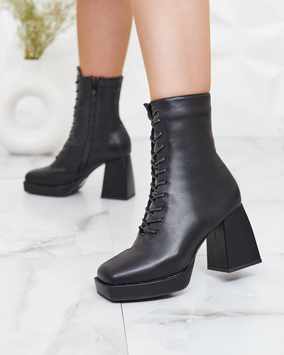 Royalfashion Черные женские ботинки на шнуровке Eoleore