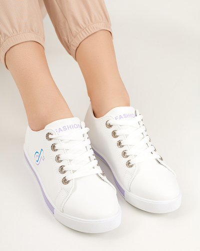 White and purple women's sneakers Tictoa - Footwear
