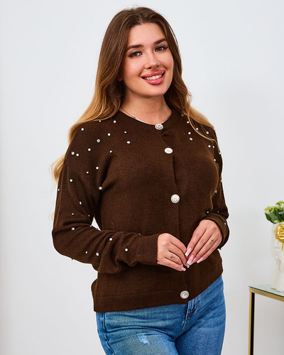 Royalfashion Красный женский свитер с отстегивающимися пуговицами