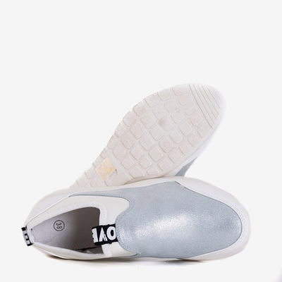 Jadena white and silver women's sports shoes - Footwear