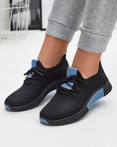 Black women's sports shoes with blue inserts Keteti - Footwear