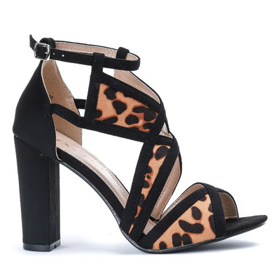 Black sandals on a Raffaele leopard post - Footwear 1