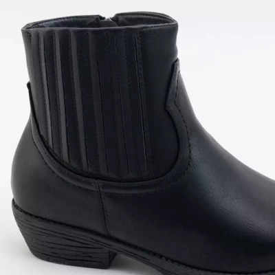 OUTLET Black eco leather boots a'la cowboy boots Krif- Footwear