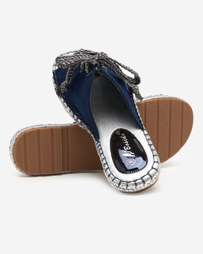 OUTLET Women's navy blue and silver slippers with a binding Wiazoni - Footwear