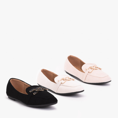 Women's Black Moccasins with Olly Decoration - Footwear