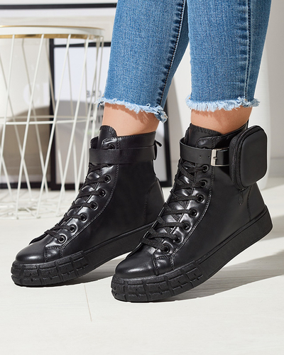 Black women's sport shoes with pouch Efiffe- Footwear