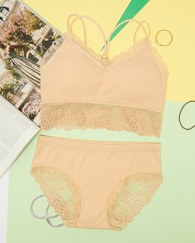 Women's underwear set with beige lace - Underwear