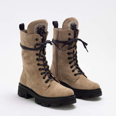 Eco-suede women's khaki work boots Moxo - Footwear