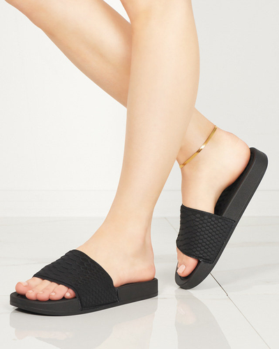 OUTLET Black women's flip-flops with embossing Galite - Footwear