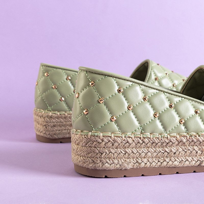 Women's quilted green espadrilles on platform Erolovai - Footwear