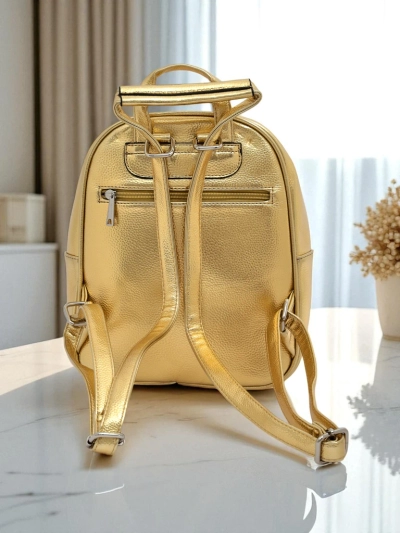 Royalfashion Women's backpack made of eco-leather with Metallic Stripes