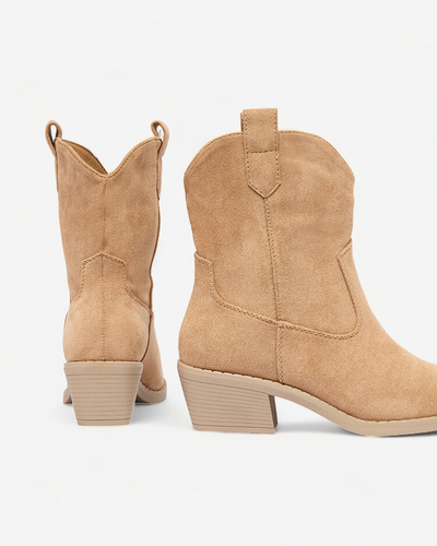 Royalfashion Light brown women's insulated cowboy boots Bronco