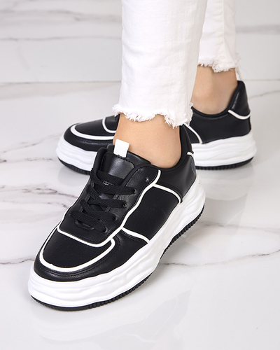 Black women's sneakers with glossy inserts Pinero - Footwear