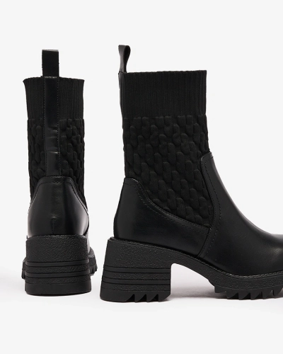 Royalfashion Melni sieviešu zābaki Acigog ar plakanu papēdi