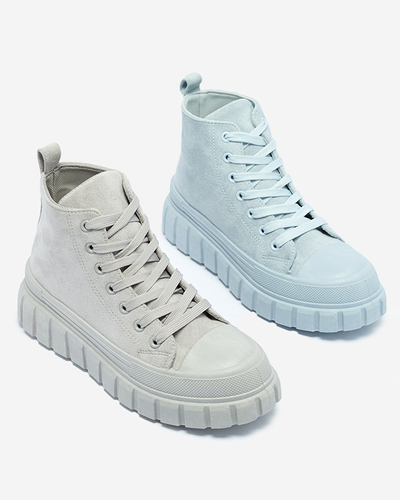 Light blue women's lace-up sports boots a'la sneakers Netara - Footwear