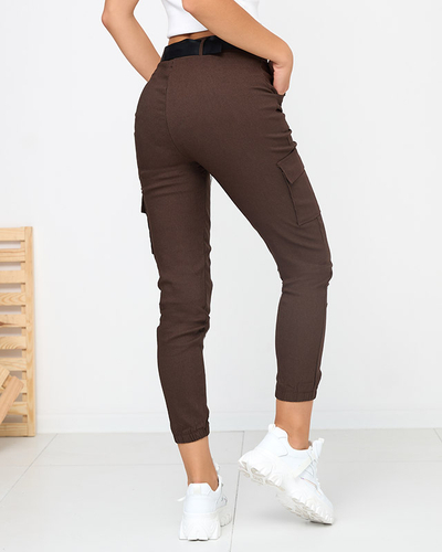 Коричневые утепленные брюки карго с карманами - Одежда