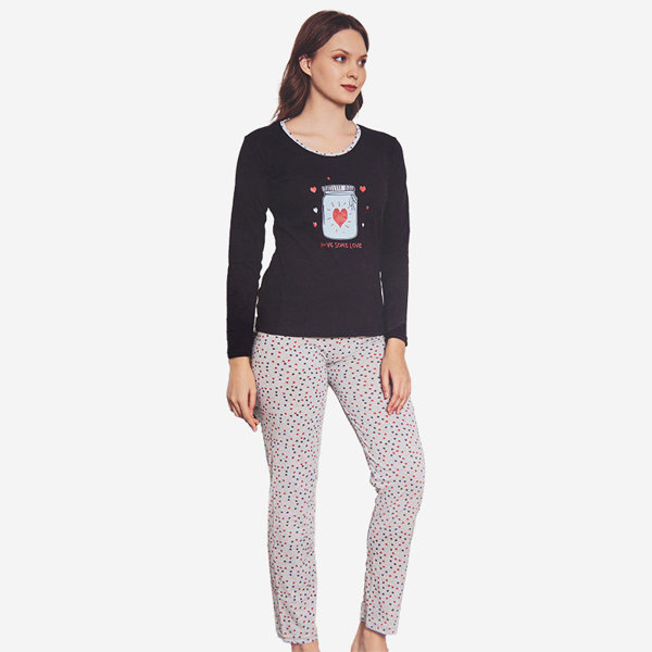 Tumši zila un pelēka Ziemassvētku 2 gabalu pidžama ar apdruku - Apģērbs