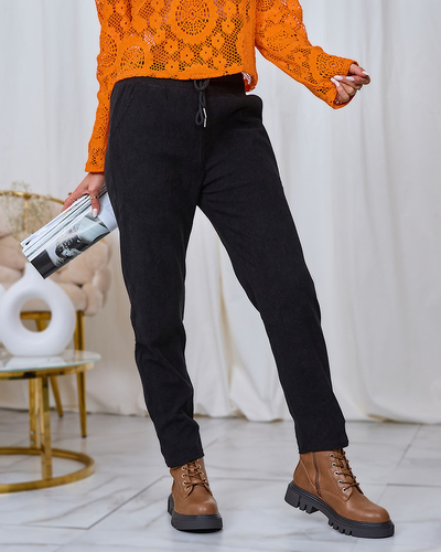 Royalfashion Черные вельветовые женские брюки