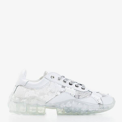 Women's white sports shoes with sequins Polja - Footwear