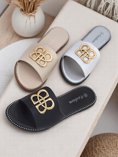 Royalfashion Женские шлепанцы на плоской подошве Aura Gold