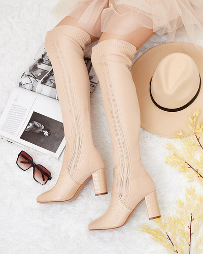 Royalfashion Sieviešu slip-on zābaki pāri ceļgaliem Nolera