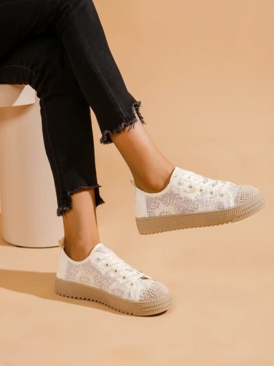 Royalfashion Women's Lace Sneakers with Sequins Nille