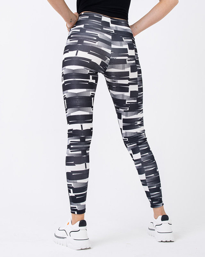 Women's high-waisted patterned black and white leggings - Clothing