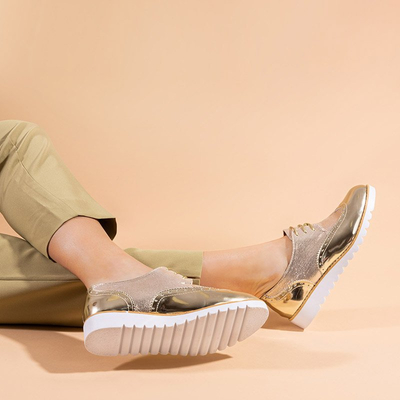 OUTLET Gold women's lace-up shoes Narvi - Footwear