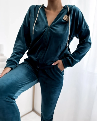 Royalfashion Turquoise women's sweatshirt set with patch