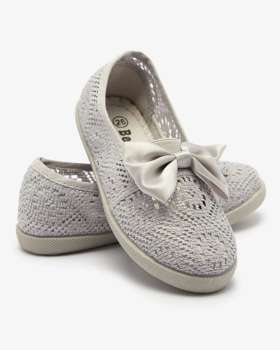 Meiteņu pelēkas slip on kedas ar loku Sweet Time - Apavi