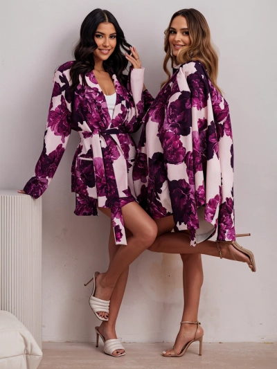Royalfashion Women's floral set with a tied blazer and shorts