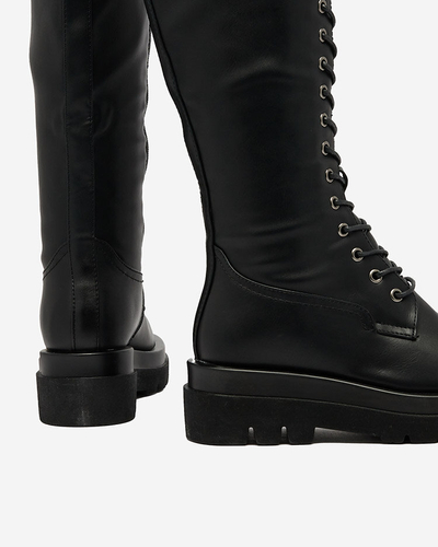 Royalfashion Black lace-up women's boots Decovbo