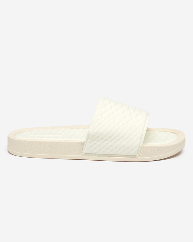 OUTLET Women's white slippers with Galite embossing - Footwear