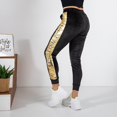 Black women's sweatpants with lettering - Clothing