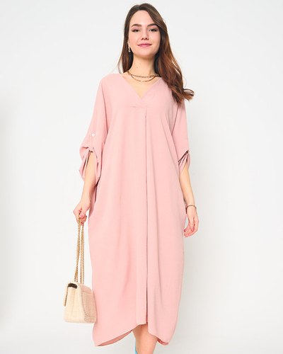 Pink women's oversize midi dress - Clothing