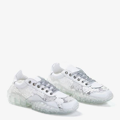 Women's white sports shoes with sequins Polja - Footwear