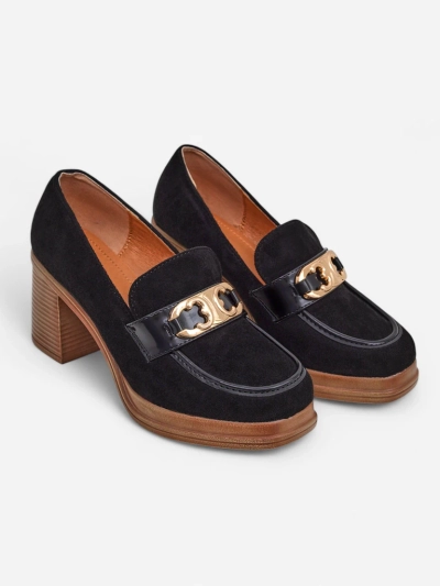 Royalfashion Women's moccasins on a block heel Qeroy