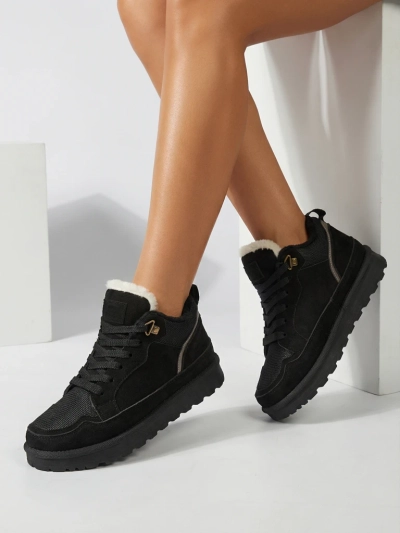 Diana Women's Sneakers Black Suede Comfortable for Winter