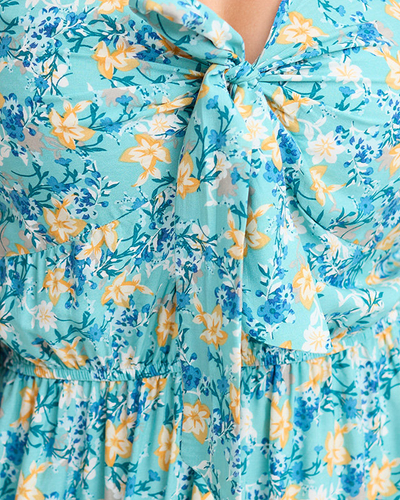 Floral maxi dress with straps in blue color - Clothing