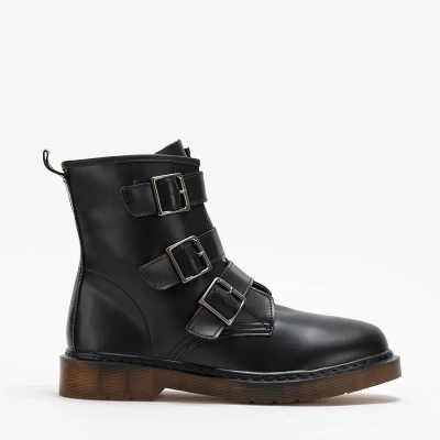 OUTLET Черные женские рабочие ботинки с пряжками Delara - Обувь