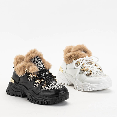 White women's sports sneakers with fur Mestiaho - Buty