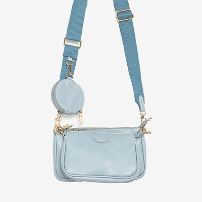 Trzyczęściowa mała torebka damska w kolorze jasnoniebieskim - Torebki
